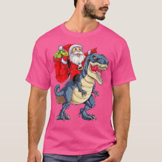 Santa Riding Dinosaur T rex jul Boys Manar Xma Shirt