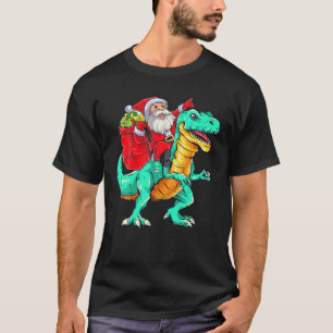 Santa Riding Dinosaur T Rex jul Boys Manar Xma Shirt