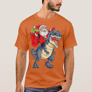 Santa Riding Dinosaur T rex jul Boys Manar Xma T Shirt