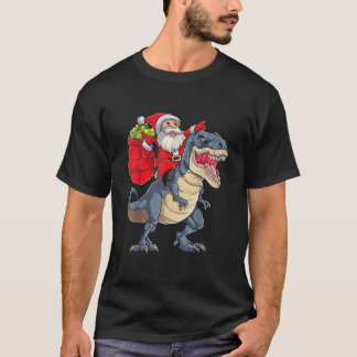 Santa Riding Dinosaur T rex jul Gifts Boys M T Shirt