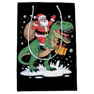 Santa Riding Dinosaur T Rex jul Julafton Helgdag