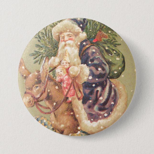 Santa Riding Donkey Knapp (Framsida)