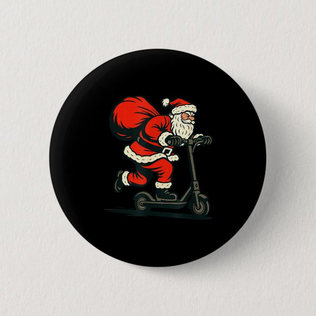 Santa Riding Electric Scooter  Knapp (Framsida)