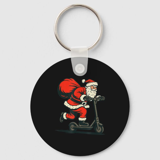 Santa Riding Electric Scooter  Nyckelring (Framsida)