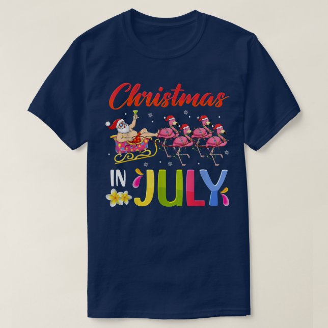 Santa Riding Flamingo Jul i juli Sommar Wom T Shirt (Design framsida)