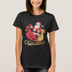 Santa Riding Giant Cardinal Bird for jullov T Shirt