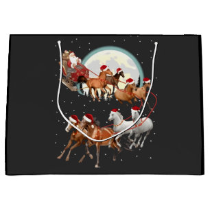 Santa Riding Horses Sleigh Equestrian