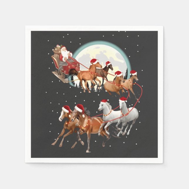 Santa Riding Horses Sleigh Equestrian Pappersservett (Framsidan)