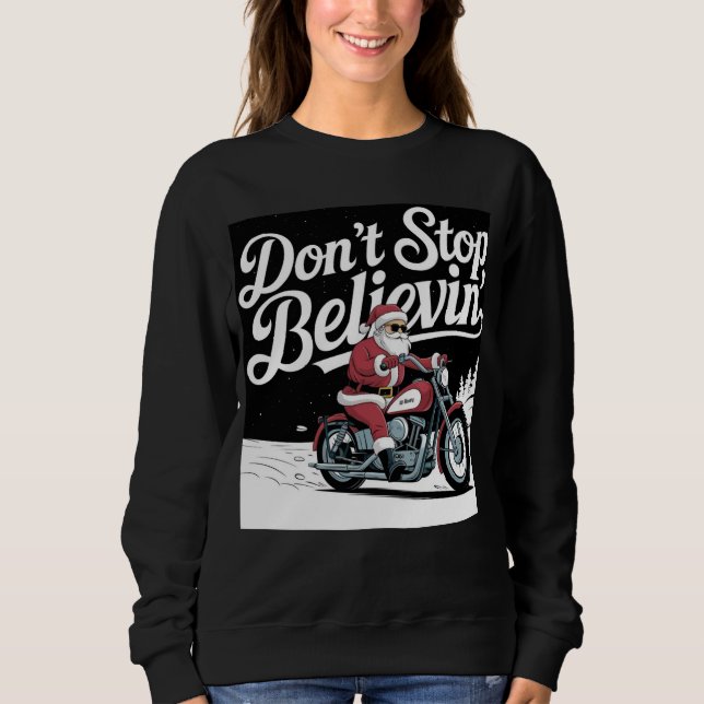 Santa Riding in jul Sweatshirt T Shirt (Framsida)