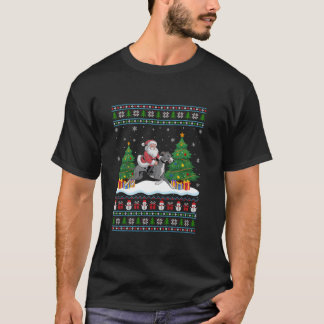 Santa Riding Italienska Greyhound Hund Träd Ljus X T Shirt