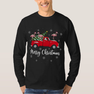 Santa Riding Julgran Lastbil Flamingo Bird Ch T Shirt