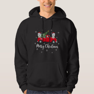 Santa Riding Julgran Lastbil Samoyed Hund Chri Hoodie
