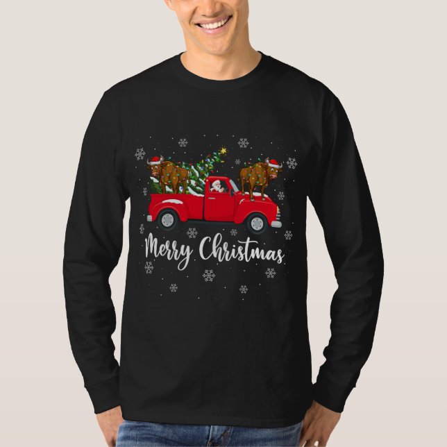 Santa Riding Julgran Lastbil Vatten Buffalo Ch T Shirt (Framsida)