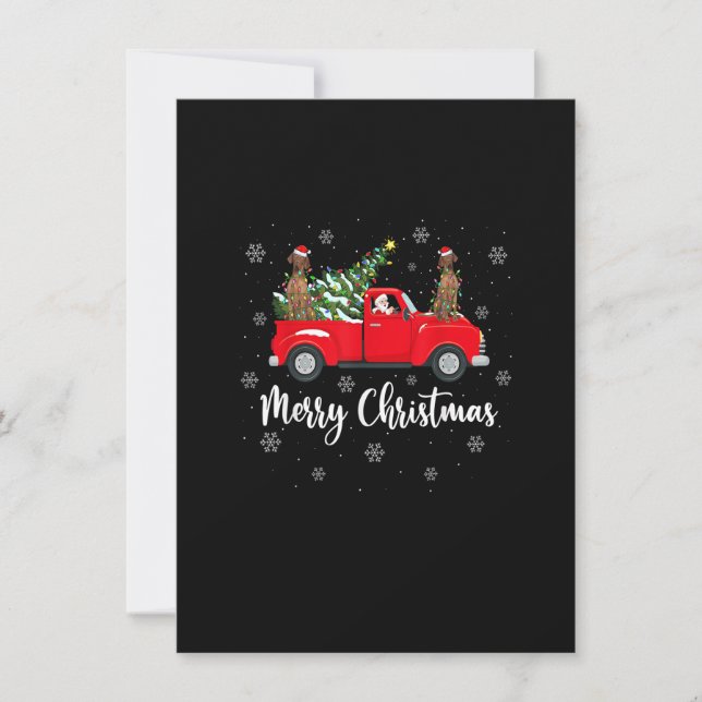 Santa Riding Julgran Lastbil Vizsla Hund Chris Inbjudningar (Framsida)