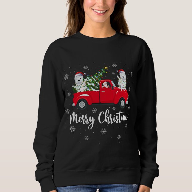 Santa Riding Julgran Lastbil Westie Hund Chris T Shirt (Framsida)