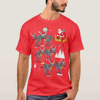 Santa Riding Kawaii Zebra jul Funny Kawaii Z T Shirt