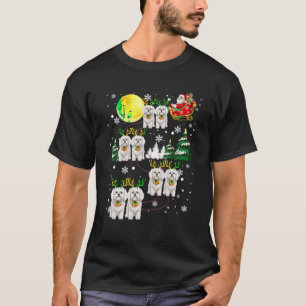 Santa Riding Maltese Sleigh jul Maltesisk Rein T Shirt