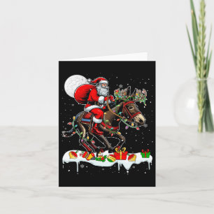 Santa Riding Mule Reindeer Julafton Farm Animal Lo Kort