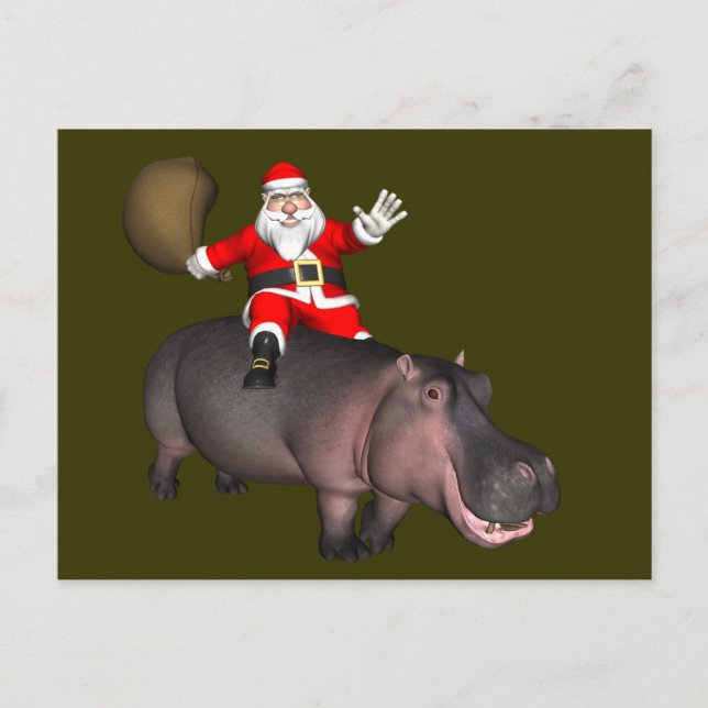 Santa Riding på Hippo Helg Vykort (Framsida)