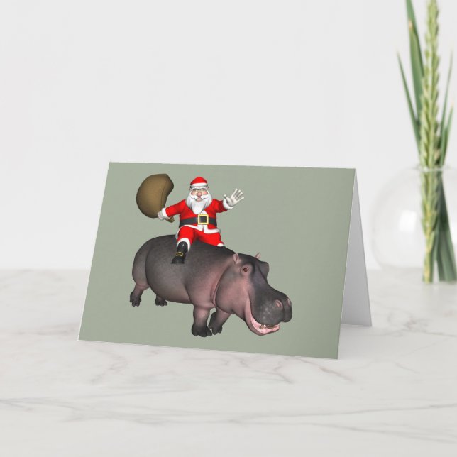 Santa Riding på Hippo Helgkort (Framsida)