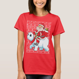 Santa Riding Panda Bear Uggla Julsötare T Shirt