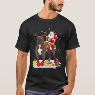 Santa Riding Reindeer Pit Bull Julafton Santa Rein T Shirt