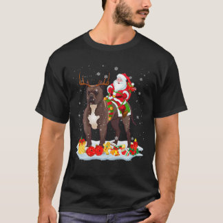 Santa Riding Reindeer Pit Bull Julafton Santa Rein T Shirt