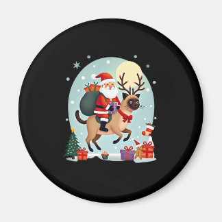 Santa Riding Reindeer Siamese Cat Julgran L Magnet