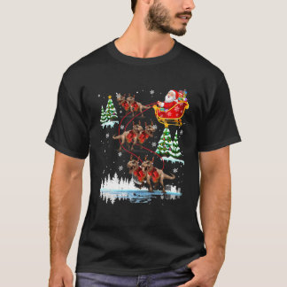 Santa Riding Rex Dino Reindeer God jul T Shirt