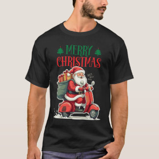 Santa Riding Scooter | God jul | T Shirt