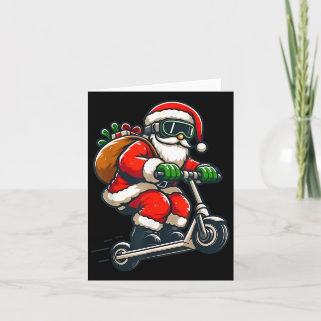 Santa Riding Scooter jul Pajama för Småbarn Kort (Framsida)