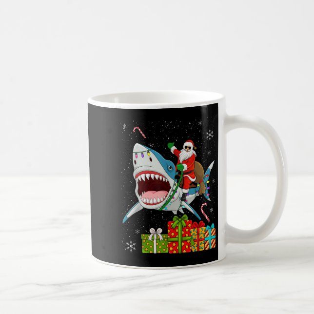 Santa Riding Shark Christmas Pajama Cute Ocean Ani Kaffemugg (Höger)