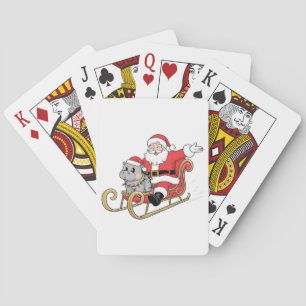 Santa Riding Sleigh med Moo Deng Baby Hippo Casinokort