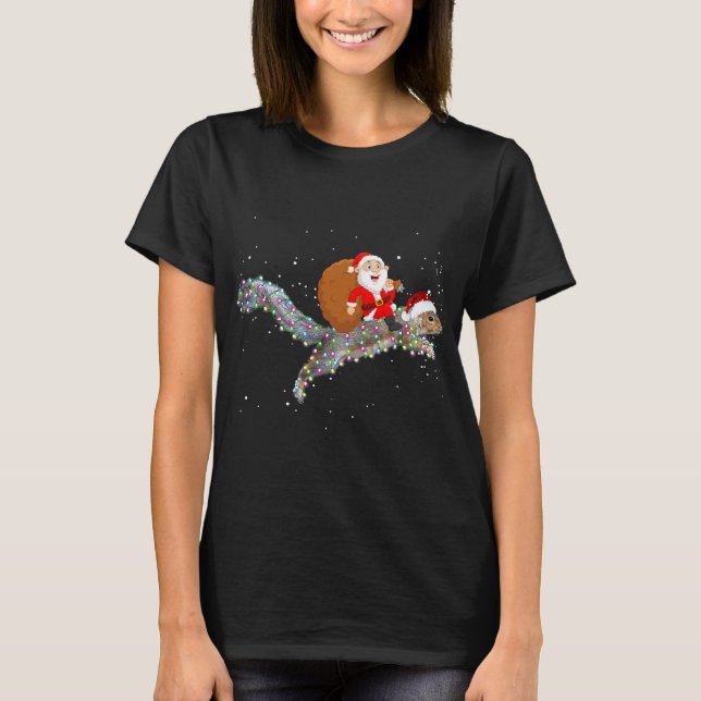 Santa Riding Squirrel julljus T Shirt (Framsida)