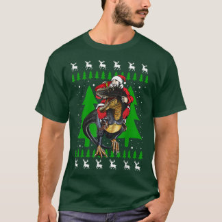 Santa Riding T Re Dinosaur Gifts Dino Ugly Christm Shirt
