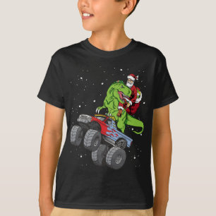 Santa Riding T Rex Dinosaur Monster Lastbil Boy Ch Shirt