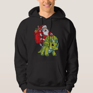 Santa Riding Triceratops Dinosaur jul Boys X Hoodie