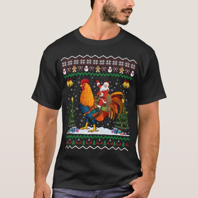 Santa Riding Tupp julfuny Tupp T Shirt (Framsida)