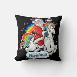 Santa Riding Unicorn Christmas Pillow Kudde