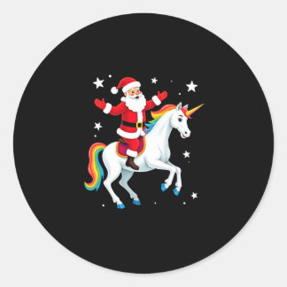 Santa Riding Unicorn Julafton Girls Women Ra Runt Klistermärke