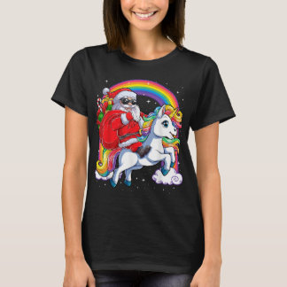 Santa Riding Unicorn Julafton Girls Women Ra T Shirt