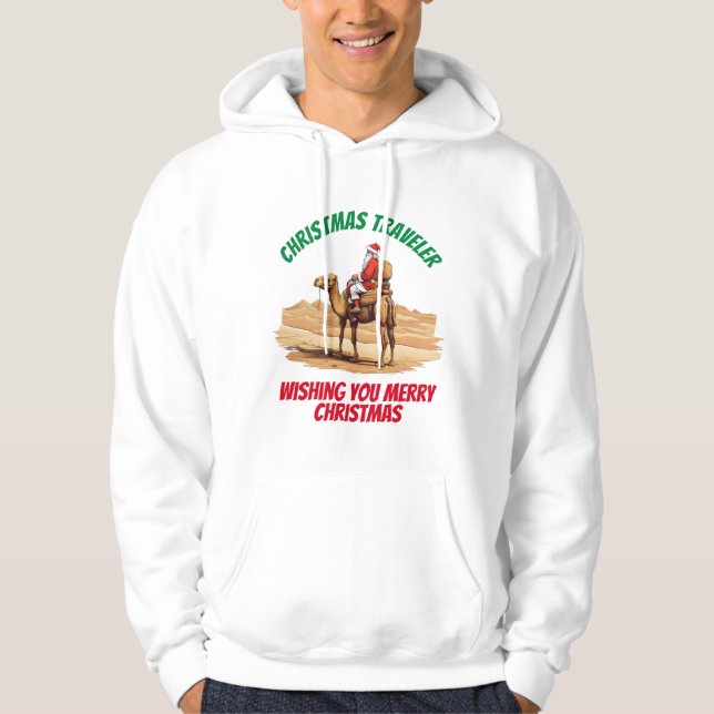 Santa ridning Camel Hoodie (Framsida)