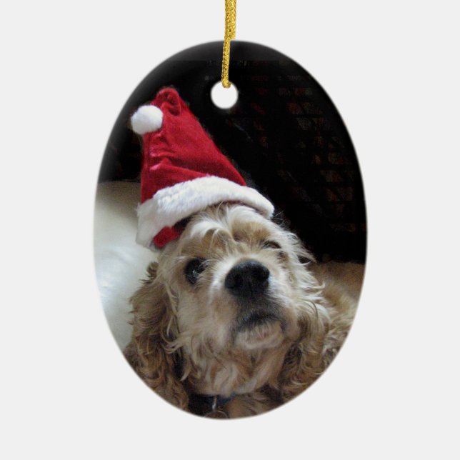 Santa riskerar cockerspanielspanielen julgransprydnad keramik (Framsidan)