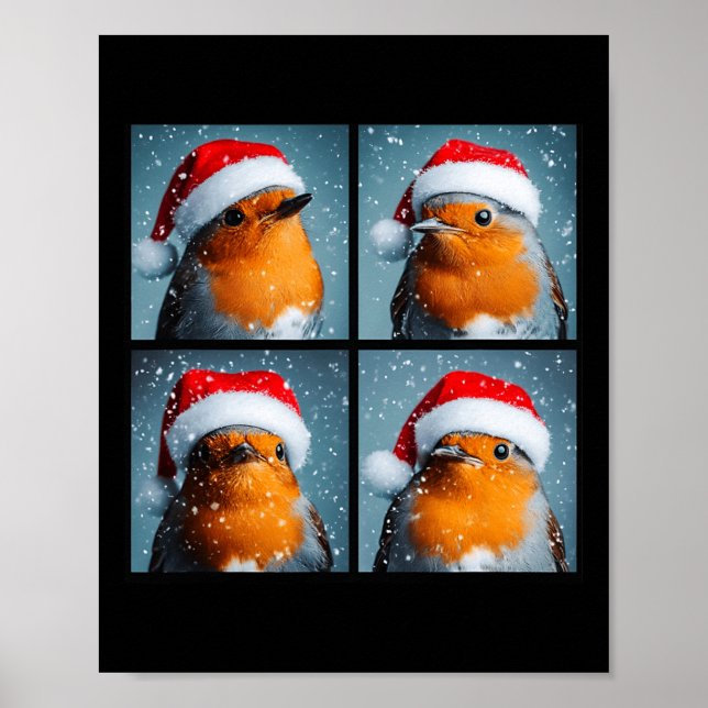 Santa Robin Redbrös Winter Bird Photography Chri Poster (Framsidan)