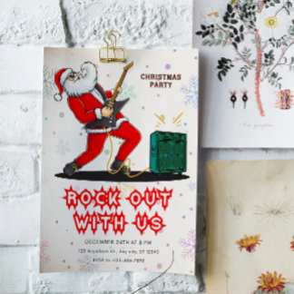 Santa Rock Out Party Christmas Invitation Inbjudningar