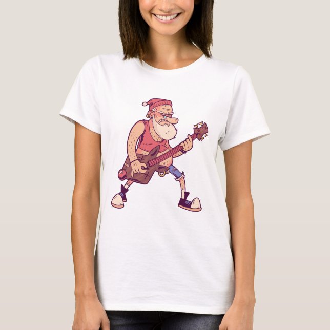 Santa Rocking Out T-Shirt (Framsida)