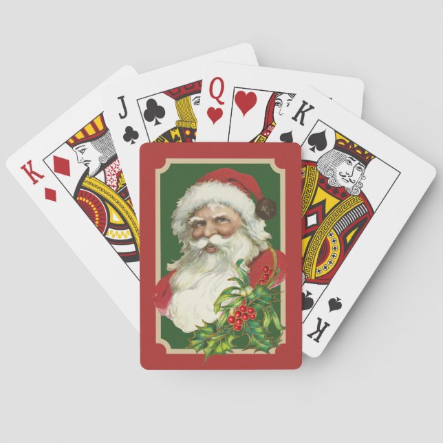 Santa Röd & Grön Klassisk Högtid Casinokort (Baksidan)