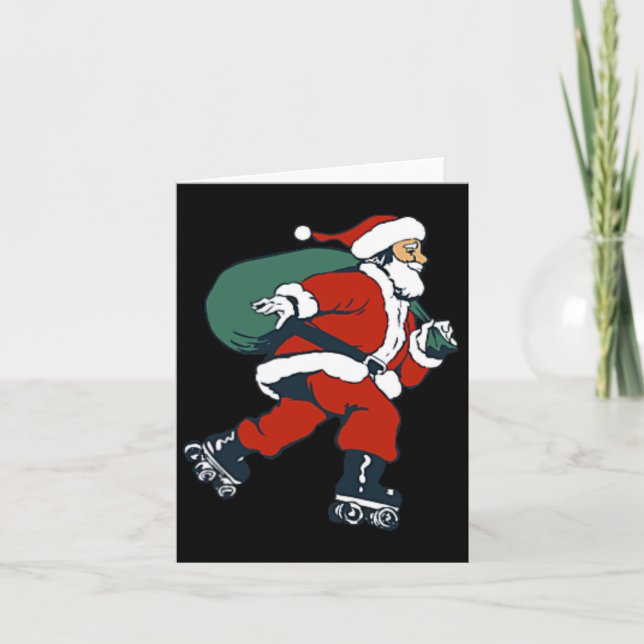 Santa Roller Skating Roligt Skater  Kids Boy Kort (Framsida)