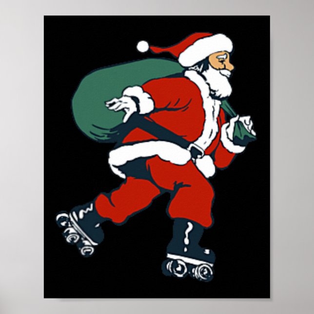 Santa Roller Skating Roligt Skater  Kids Boy Poster (Framsidan)