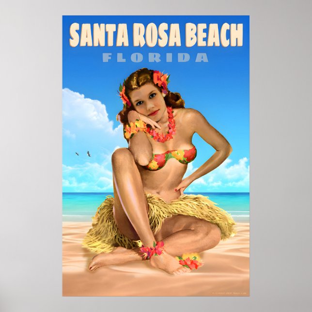 Santa Rosa Beach Florida Resemässigt Affisch Havsö (Framsidan)